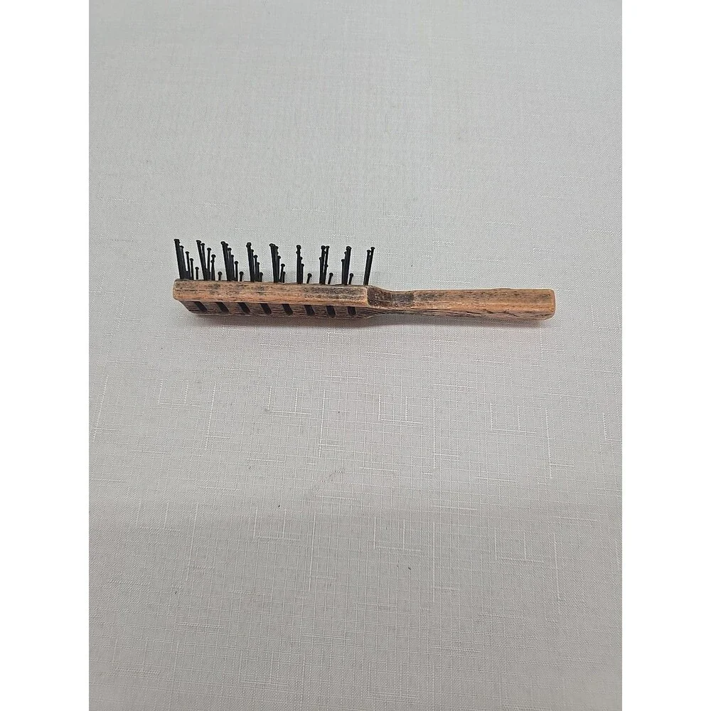 Vintage Goody Nylon Bristles Smoothing Hair Brush Brown Faux Wood Grain 7.75”